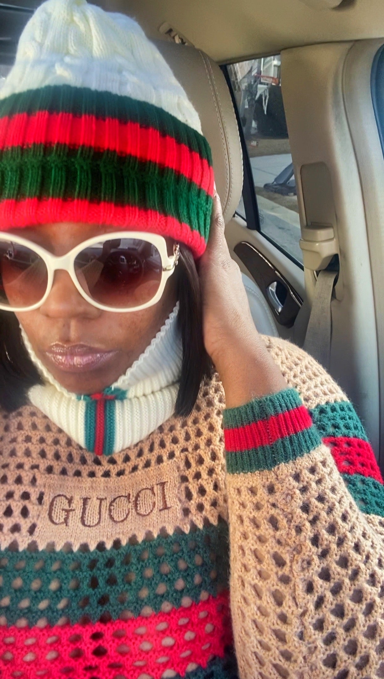 The perfect Striped Cozy Cable knit Beanie Hat